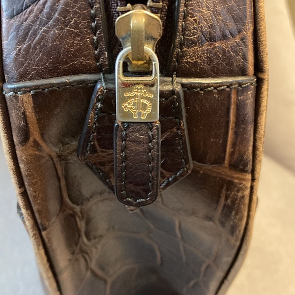 Brooks Brothers Brown Genuine Leather Crocodile-Embossed Women's Bag - Picture 6 of 8